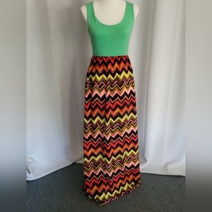 Tyche Multi Colored Maxi Dress, size L